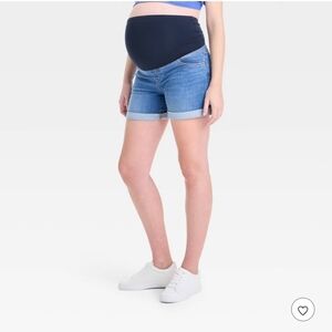 New Over Belly High-Rise Maternity Jean Shorts Maternity by Ingrid & Isabel (2)